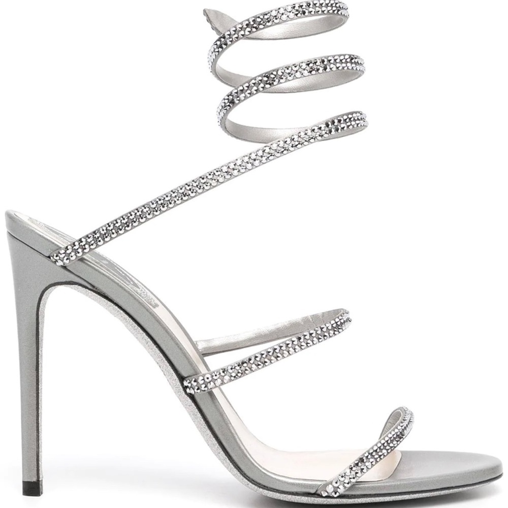 Brand New Rene Caovilla Cleo Sandals Gray US 7.5 (38 EU) 105mm